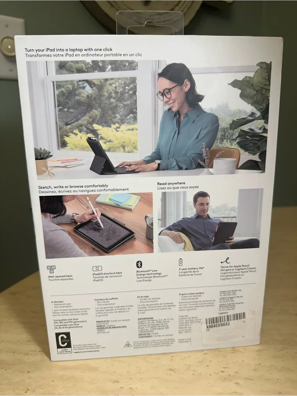 Logitech Slim Folio Keyboard Case for iPad 7th, 8th & 9th Gen (920-009473) NEW